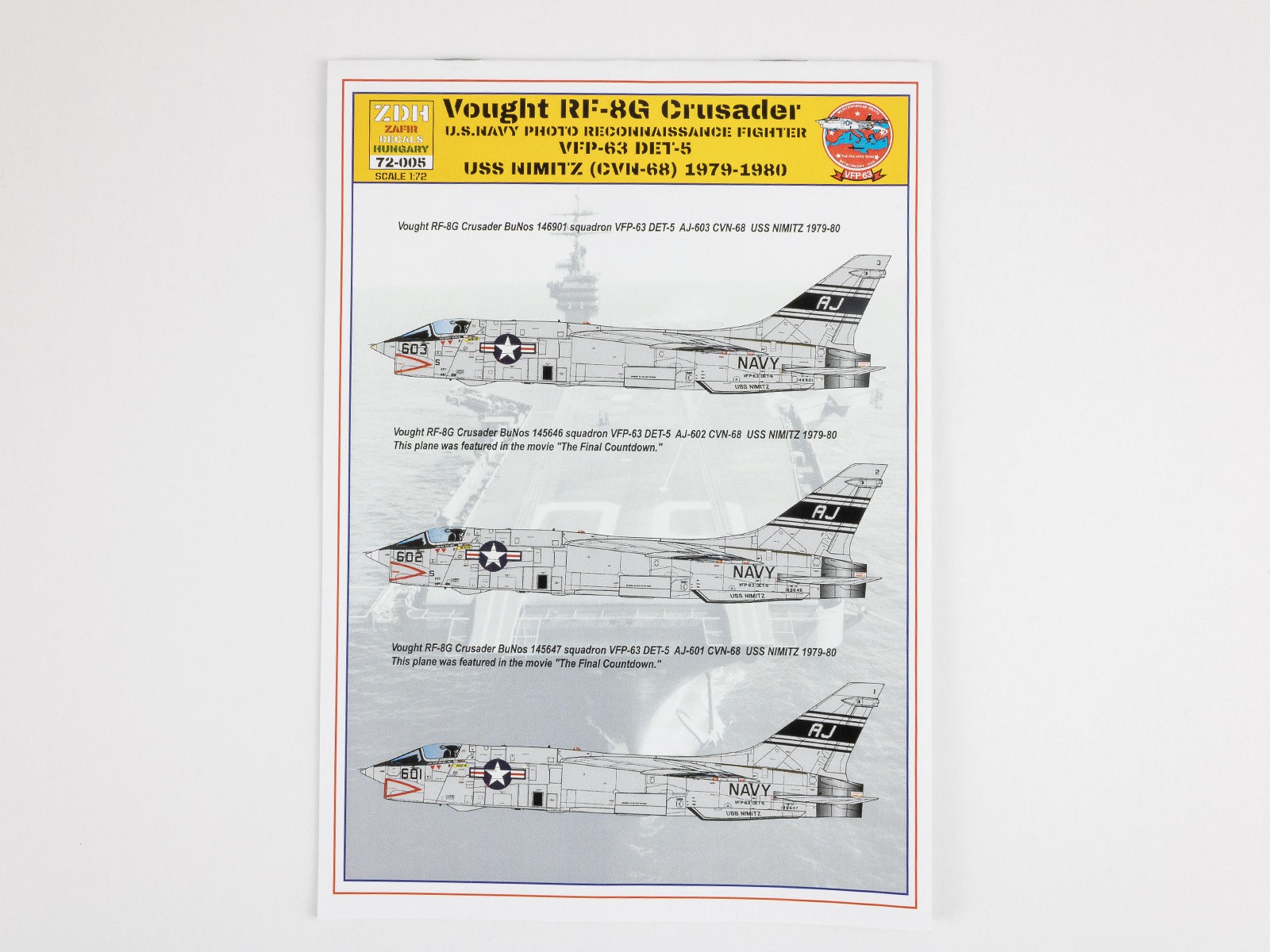 Vought RF-8G Crusader VFP-63 DET-5 CVN-68 1979-80